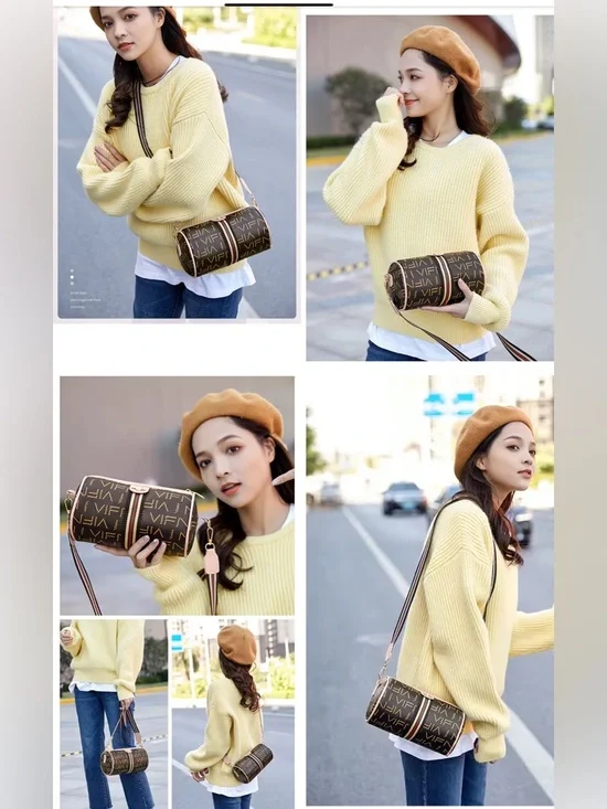 Monogram Barrel Crossbody Bag Letter Print Bee Gold Hardware 4 colors-NIP - Picture 2 of 16